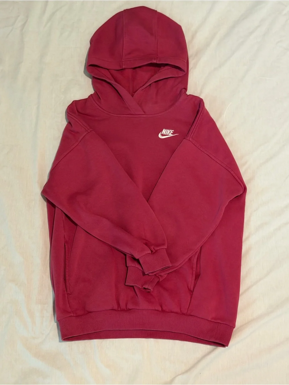 Nike Men's Burgundy Pullover Hoodie with White Logo